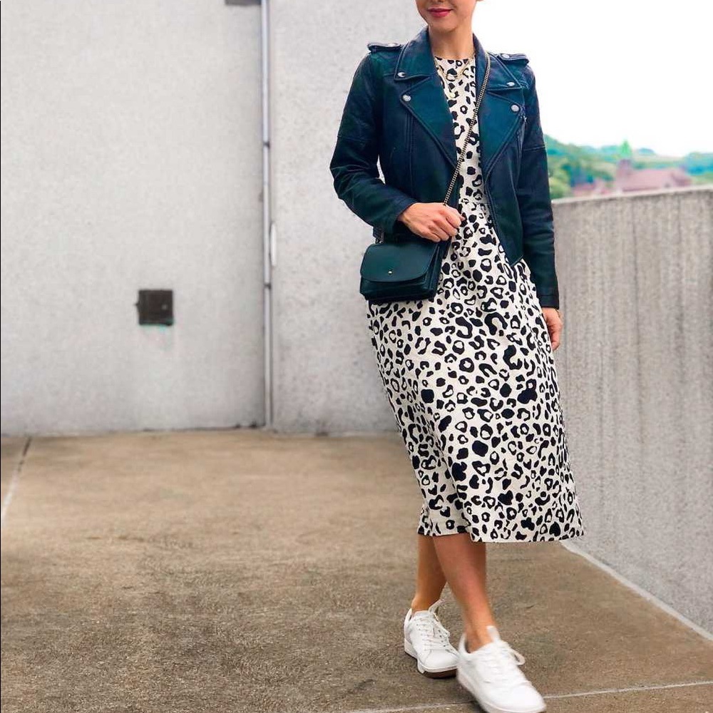 Leopard Print Flutter Sleeve Dress - Small